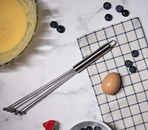 Qullai 12" Professional Chefs Stainless Steel Ball Whisk. Great For Blending, Whisking, Beating, And Stirring. Whisks Eggs, Chocolate & Sauce With Ease. #TOP4