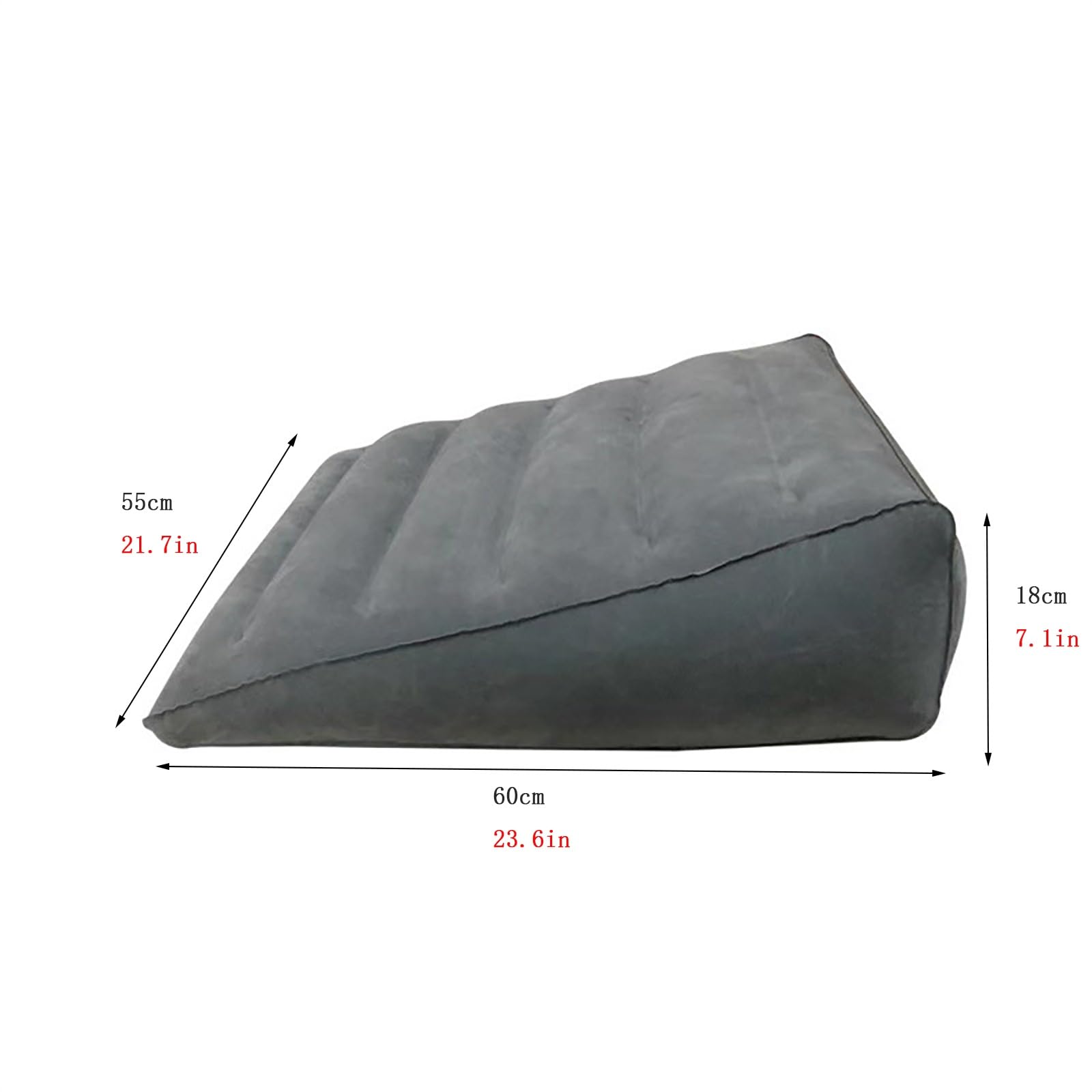 cuña antireflujo adulto Almohada de cuña inflable gris, almohada de cuña de viaje con válvula de aire fácil de transportar, elevación de piernas/soporte de rodilla, soporte de cuello, bomba de globo