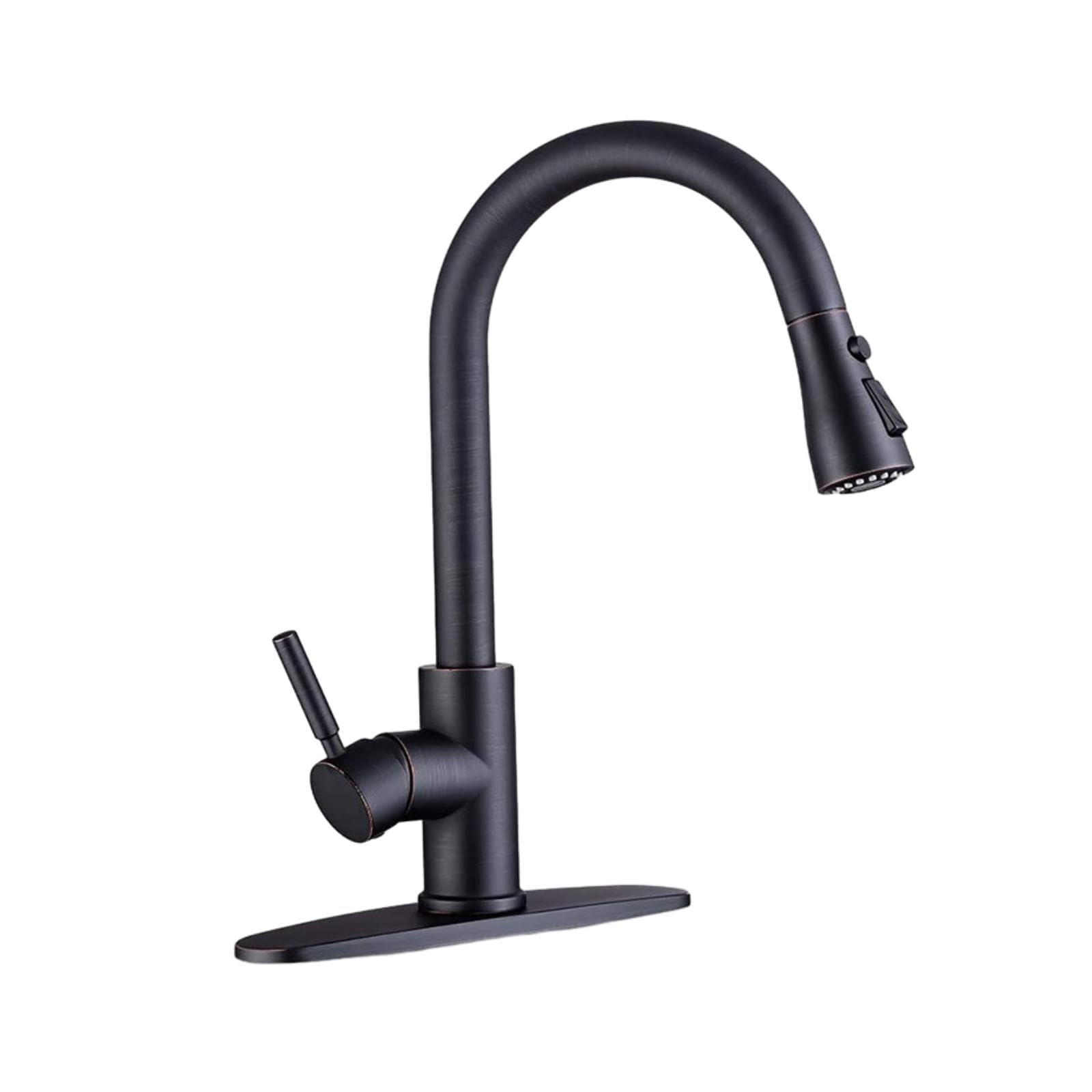 ZYCHSJXA Kitchen Mixer Tap Copper Faucet Pull-Down Sink Hot and Cold Water Mixing Black Bronze