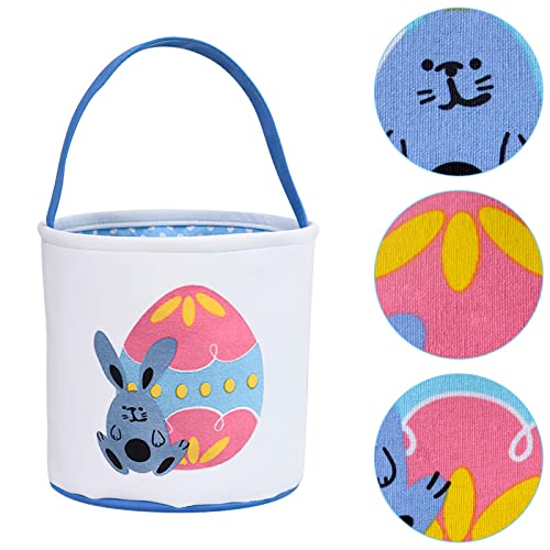 Image of Easter Basket Bags, WOVTE Bunny Easter Basket, Easter Eggs /Gift Baskets for Kids, Bunny Bucket for Easter Eggs,Toys, Candy,Gifts (Blue)