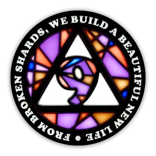 Image of Stained Glass 9 Year AA Chip Sobriety Coin Medallion, Fragments to Freedom Alcoholics Anonymous Addiction Recovery Anniversary Token, Inspirational Sober Gifts for Men and Women by the Token Shop