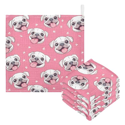 vvfelixl Baby Muslin Washcloths Cartoon Funny Dog Baby Burp Cloths Cotton Babys Face Towel for Newborn Infants Boys Girls Soft and Absorbent 11.8 X 11.8 in, 3 Pack3