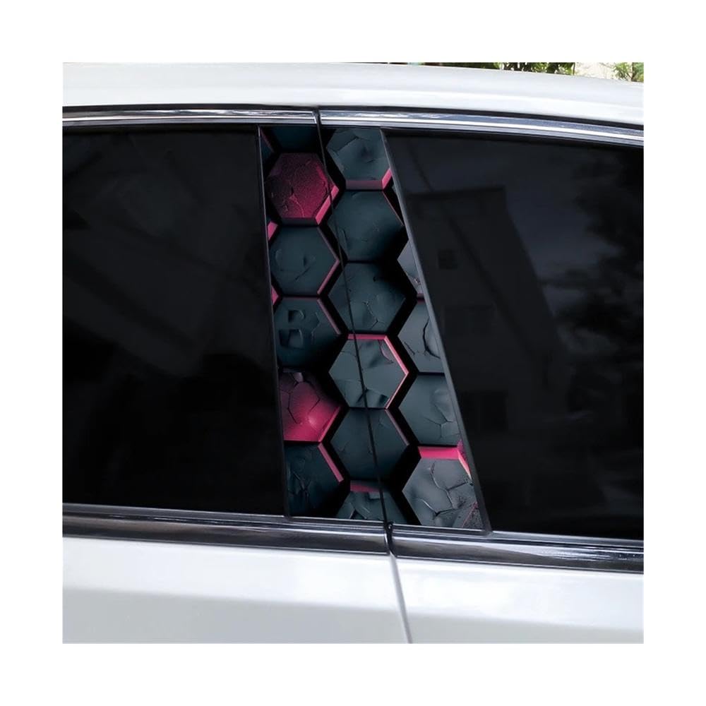 Bertdcx J 2Pcs Honeycomb Waterproof Vinyl Car Sticker Diy Car Door Pillar Decorative Sticker Auto Parts(J)
