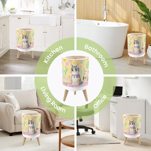 Caneca de basura pequeña con tapa 7 litros diseño redondo miniatura 6