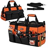 UUP Heavy Duty Tool Bag 18-Inch, 16-Pocket Portable Soft Tool Box Organizer Storage, Handle Tactical Carry Tote Empty Toolbox with Large Zipper, Father Day Dad Men Gift for Mechanic Engineer, Orange