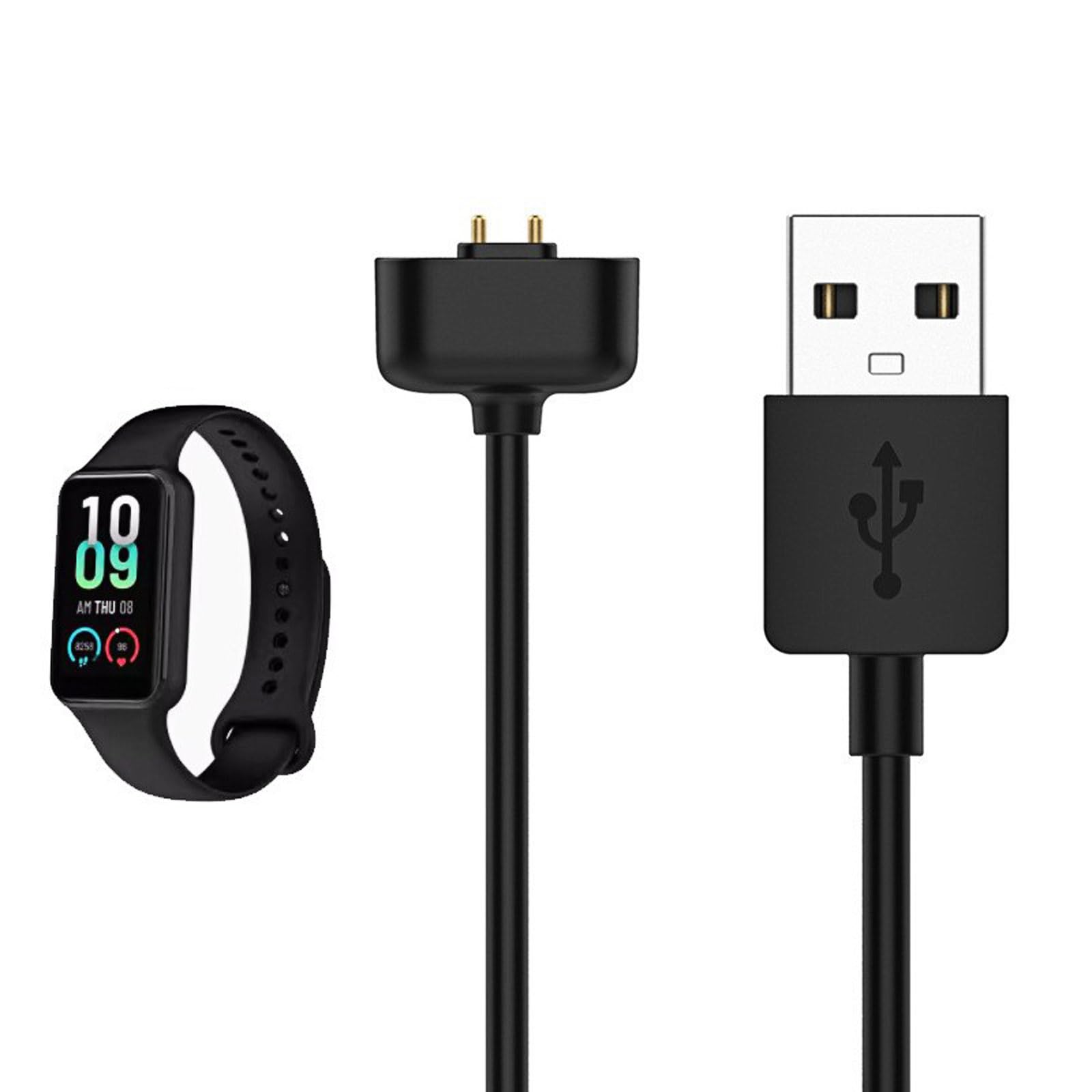AKYGA AK-SW-48 kabel do ładowania USB, kompatybilny z Amazfit Band 7, 1 m, czarna ładowarka