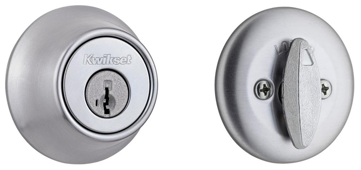 Kwikset Cerrojo de seguridad de un solo cilindro 660-S serie 660, Cerradura con llave inteligente, níquel satinado