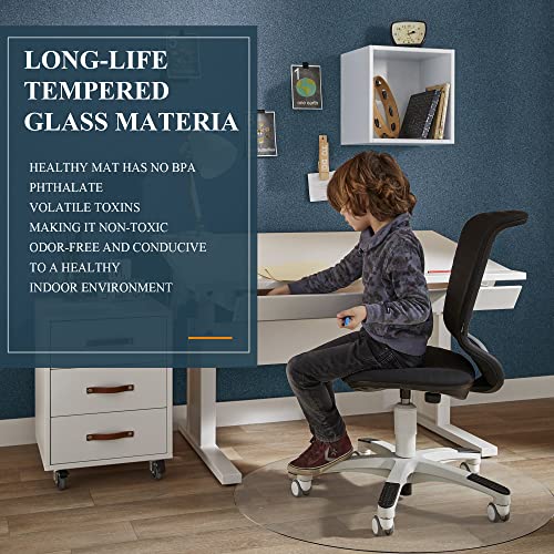 Kiayaci A-GE10017-T-36D*1/4-USAM008 Glass Chair Mat For Carpet Or Hard Floor Tempered Glass Glass Table Top Table Mat Round 36" thumb #3