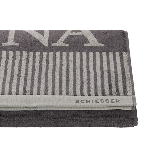 Schiesser Frottier Saunatuch Rom | garngefärbt, weich, saugstark | 100% Baumwolle | Oeko-Tex Zertifiziert | 75x200 cm | Dunkelgrau | Anthrazit