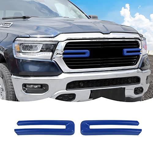 Image of Front Grille Inserts Trim Cover Grill U Bar Cover Frame Decoration Exterior Accessories for Dodge RAM 2018 2019 2020 2021 2022,Blue