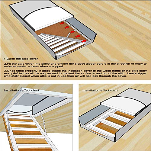 Attic Stairway Insulation Cover - Premium Energy Saving Attic Stairs Door Ladder Insulator Pull Down Tent with Zipper 25 in x 54 in x 11In