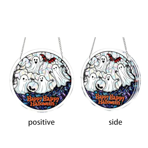TREBIN Halloween Acrylic Jigsaw Puzzle Suncatcher, Stained Glass Window Hanging DIY Puzzle Sun Catcher 83 Pieces, Gothic Halloween Decoration Thanksgiving Home Decor (Red Sunset Hair Witch & Cat) - Image 7