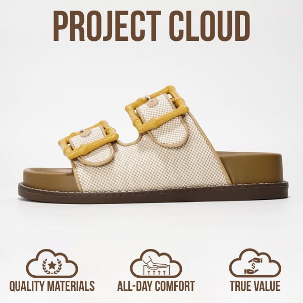 Project Cloud Platform Summer Sandals for Women 2025 - Comfortable and Adjustable Straps Summer Slides with Memory Foam Insole - Non-Slip Casual Womens Sandals