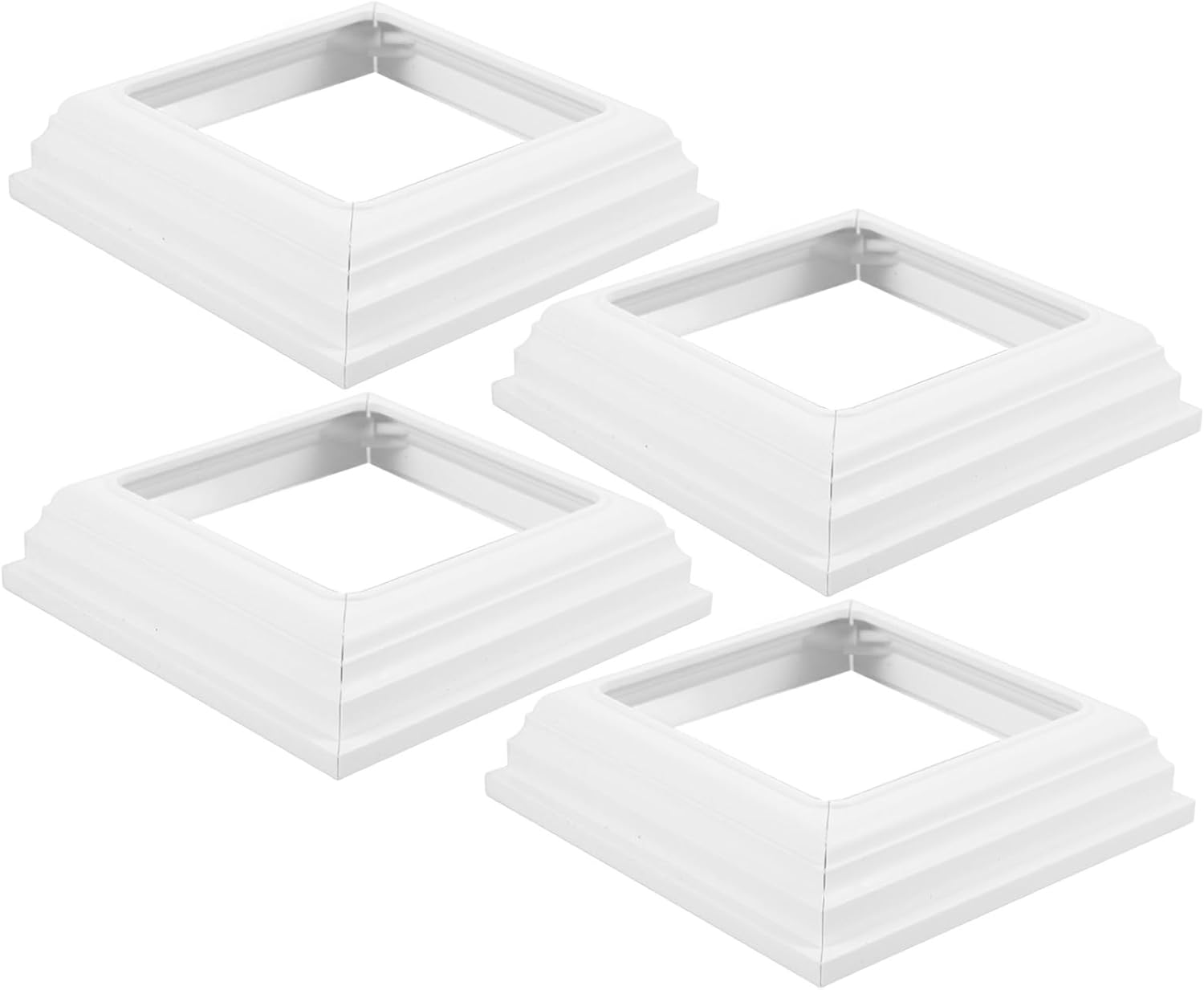 Mikikit 8pcs Fence Post Skirt Covers Plastic Trim for Column Wraps Elegant Outdoor Decoration for Decks Porches and Fences