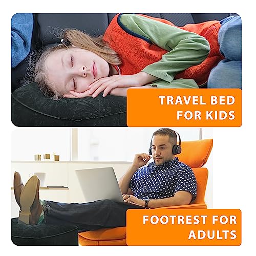 Skyrest Inflatable Foot Rest Travel Pillow-Adjustable Airplane Footrest For Airplane Travel, Car, Train, Home & Office, Airplane Bed For Toddlers, Comfortable Seat Extender For Kids - Black #TOP1