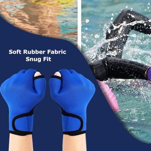 1 Pair Swimming Gloves Aquatic Swim Training Gloves Neoprene Webbed Gloves Fitness Water Resistance Glove for Men Women Children Unisex (Black, Medium) - Thumbnail 5