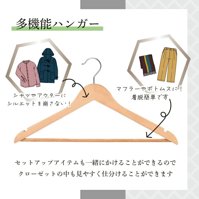 Amazon.co.jp: ハンガー 木製ハンガー ブラウン 100本 型崩れ防止 滑り