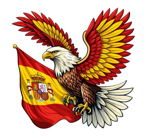 Pegatina Vinilo Águila Con Alas De España Y Bandera De España Para Moto Coche Casco Laptop Resistente Agua Uv Tintas Ecosolventes 11 X 10,5 Cm