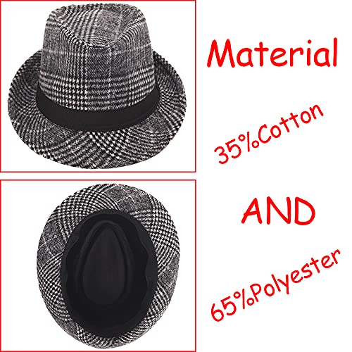 Autumn Winter Trilby Fedora Hat Striped Tweed Homburg Felt Jazz Cap Plaid Panama Gentleman Hat #TOP3