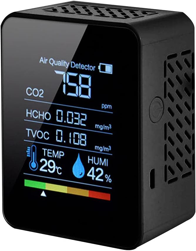 Tidrop Multifunctional 5 in 1 CO2 Meter Digital Temperature Humidity Tester Carbon Dioxide TVOC HCHO Detector