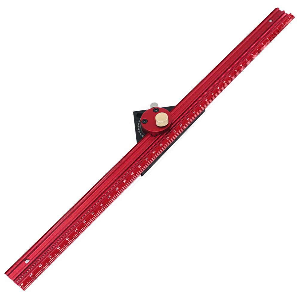 Strumento per Bussola in Alluminio a Gradi Tracciatore (400 mm) | Lega di Alluminio, Scale Imperiali Metriche, Fori da 1 Mm, Guida a T, Uso Carpenteria, Compatibile con Penna, Calibro