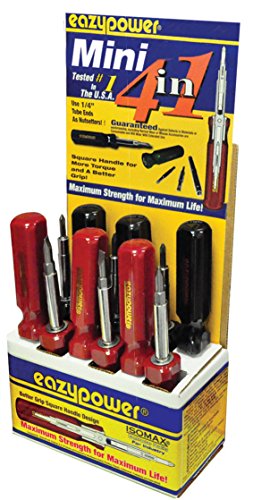 Image of Eazypower 87431 12-Pack Mini 4-in-1 Phillips /Slotted #1 /4-5, #2 /8-10 Screwdriver 1 /4-inch Hex Half Black /Half Red