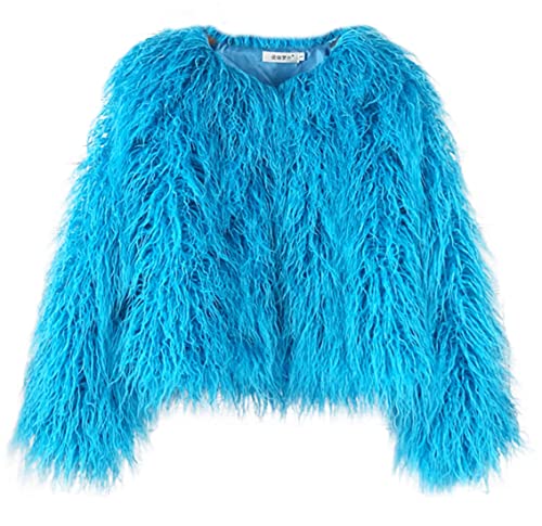 Shaggy Fluffy Faux Fur Coat Solid Color Sweater, Long Sleeve Short Jacket, Women's Fashion Puffy Overcoat Outwear