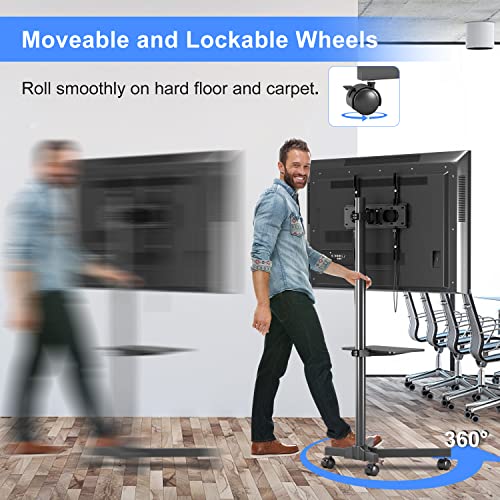 Suptek Mobile Tv Cart For 21-60 Inch Lcd Led Flat/Curved Panel Screen Tvs Max Vesa 400X400 With Laptop Shelf Holds Up To 77Lbs #TOP2