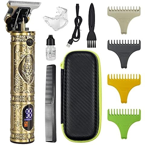 Hair Clippers Beard Trimmer Men,Cordless Hair Trimmer Professional Clippers for Men Haircut and Beard, Zero Gapped T-Blade Rechargeable Trimmer LED Display with EVA Case Cover