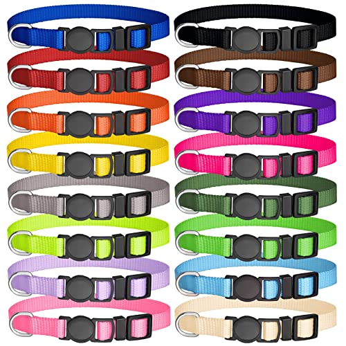 16 PCS Puppy Collars, Safety Buckle Puppy Collars for Litter Nylon Adjustable Puppy Collars for Small Puppies, Breakaway Puppy ID Collars Whelping Collars Pet Supplies,Stuff,Accessories(S)