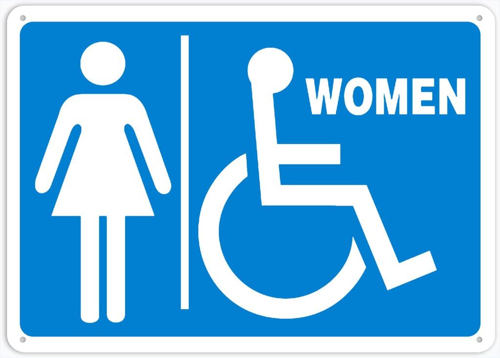 8"x12" Tin Metal Sign - Handicapped Accessible Women Restroom - Decorative Plate For Shop, Yard, Garage, Outdoor Wall