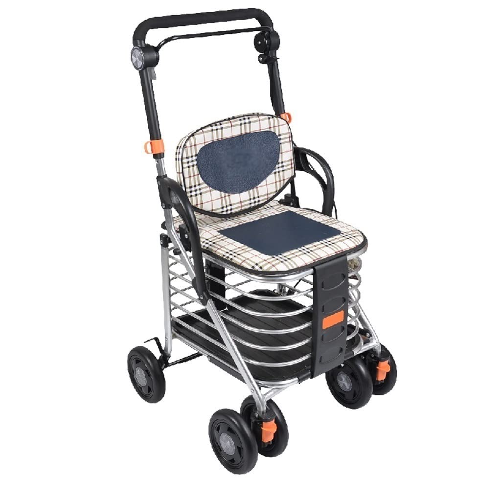 TKJfdTY Folding Shopping Cart Multifunctional Aluminum Alloy Shopping Cart Household Elderly With Shopping Basket Trolley Foldable Shopping Cart Shopping Carts For Groceries