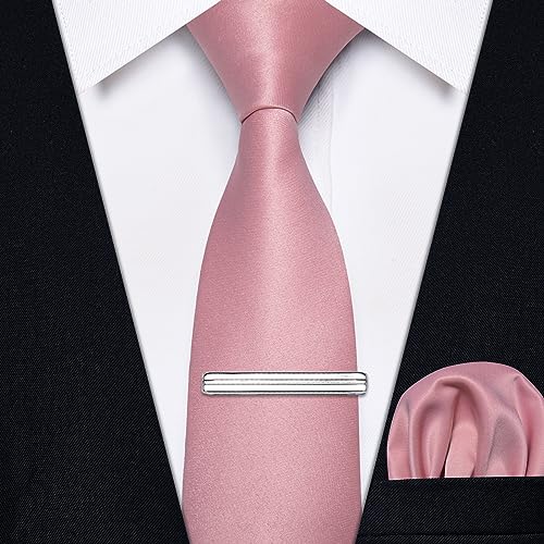 Image of YourTies Skinny Ties for Men Satin 2.4 inch Slim Necktie with Pocket Square Tie Clip Set Solid Color Wedding Party Business