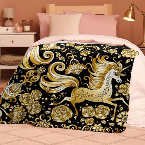 Couverture polaire licorne d'or idée cadeau pour lit et canapé - 8