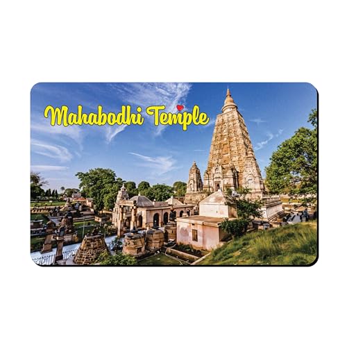 Image of Elegant Fridge Magnet with Themes |Rectangular Size Refrigerator Magnet with Magnetic Rubber Back | Pack of 1, 8.6cm X 5.4cm (Mahabodhi Temple)