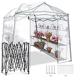 Yardsight 11 x 8.5 FT Walk-in Greenhouse, Portable Pop-up Green House 3 Adjustable Hights Heavy Duty Plant Gardening Canopy with Durable PE Cover for Indoor Outdoor (Clear and White)