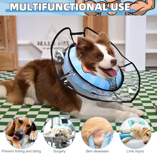 Image of KOOLTAIL Inflatable Dog Cone Collar, Soft Donut E Collar for Dogs After Surgery to Stop Licking Enhanced Alternative, Blow Up Pet Neck Pillow Recovery Adjustable Cone for Dog Cat,Hercules M