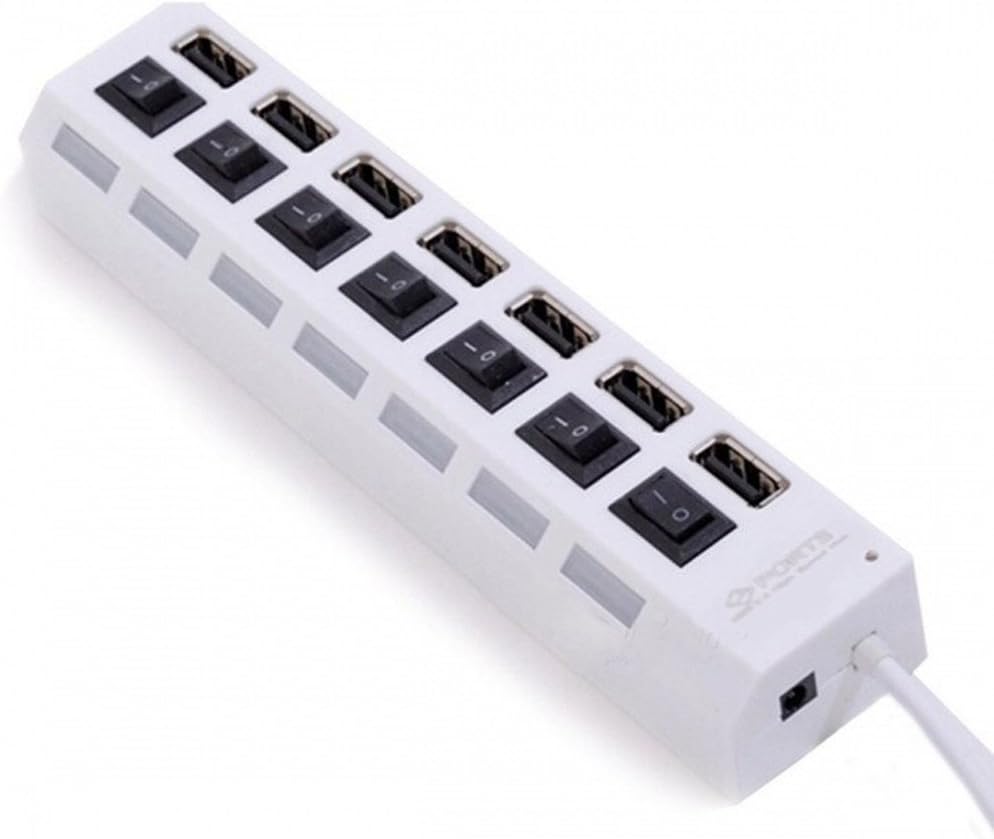 Micro USB Hub 2.0 7Port Hub USB with ON/Off Switch USB Splitter Adapter High Speed Peripheral Accessorie for Tablet Laptop