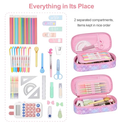 Image of Bagseri Pencil Case for Boys - Expandable Cute Kids Pencil Case | Wide Opening Pencil Pouch Organizer for School Supplies, Cute Kids Pencil Case for Boys, Blue Basketball