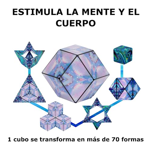 Miniatura 4 de SHASHIBO Cubo Transformable - Cubo Antiestrés Patentado y Galardonado con 36 Imanes de Tierras Raras - Se Transforma en Más de 100 Formas (Mystic Ocean)