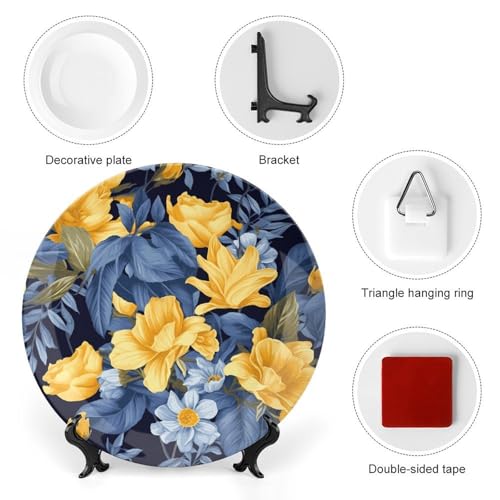 Plato decorativo de porcelana azul con base 6 pulgadas miniatura 3