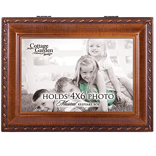 Cottage Garden Personalize with Photo Woodgrain Rope Trim Jewelry Music Box Plays You are My Sunshine