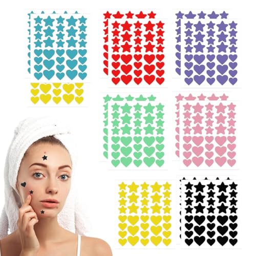 COYUN 504 Piezas Parches para Acné, 2 Tamaños Acné Parches Estrella Impermeable Hidrocoloides Pimple Patch con Aceite Árbol De Té y Ácido Salicílico Pimple Patches Diurno y Nocturno