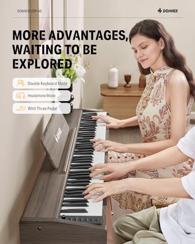 Donner OURA DDP-60 88 Key Digital Piano Keyboard+Donner Duet Piano Bench with Storage - image 5