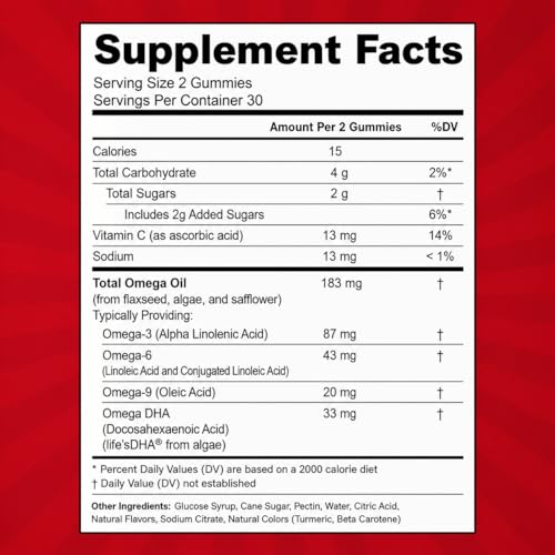 Image of Feel Great Vitamins Omega 3 for Kids | DHA Gummies for Kids with Plant-Based Omega 3 6 9 + Vitamin C | Supports Brain, Vision & Heart Health | Vegetarian, No Fishy Taste | 60 Gummies