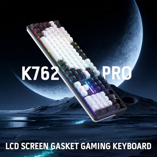 K762 Gasket Gaming Tastiera con schermo hype e pulsante, tastiera meccanica a 104 tasti, display TFT Info da 1,14 pollici, riduzione del rumore a 5 strati, tappi per tasti PBT rotondi - Tastiera gaming - Immagine 8