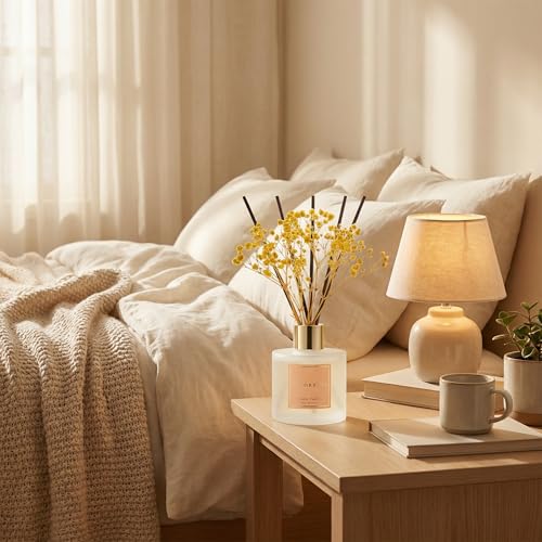 Image of Cocorrina Reed Diffuser - Warm Vanilla Scented Diffuser with 8 Sticks Home Fragrance Reed Diffuser for Bathroom Shelf Decor