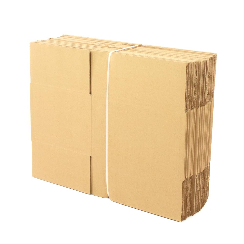 Opakowanie 25 kartonów ze wzmocnionego kartonu o wymiarach 25 x 20 x 15 cm i prostym K, wyprodukowane w Hiszpanii z kartonu pochodzącego z recyklingu, wytrzymałe do wysyłki, przechowywania i