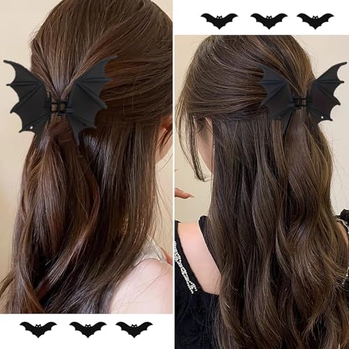 Pinzas de pelo Halloween negras metálicas 2 piezas miniatura 5