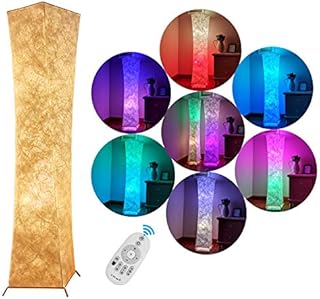 RGB Soft Floor Lamp, Bedroom Fabric Lamp Warm Lighting Romantic Atmosphere Colorful Minimalist Modern Design for Living Room, Tall Arc Standing Sleeping Night Light with Smart Switch(26 * 26 * 132cm)